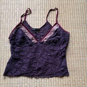 Purple Lace Camisole with Contrasting Trim
